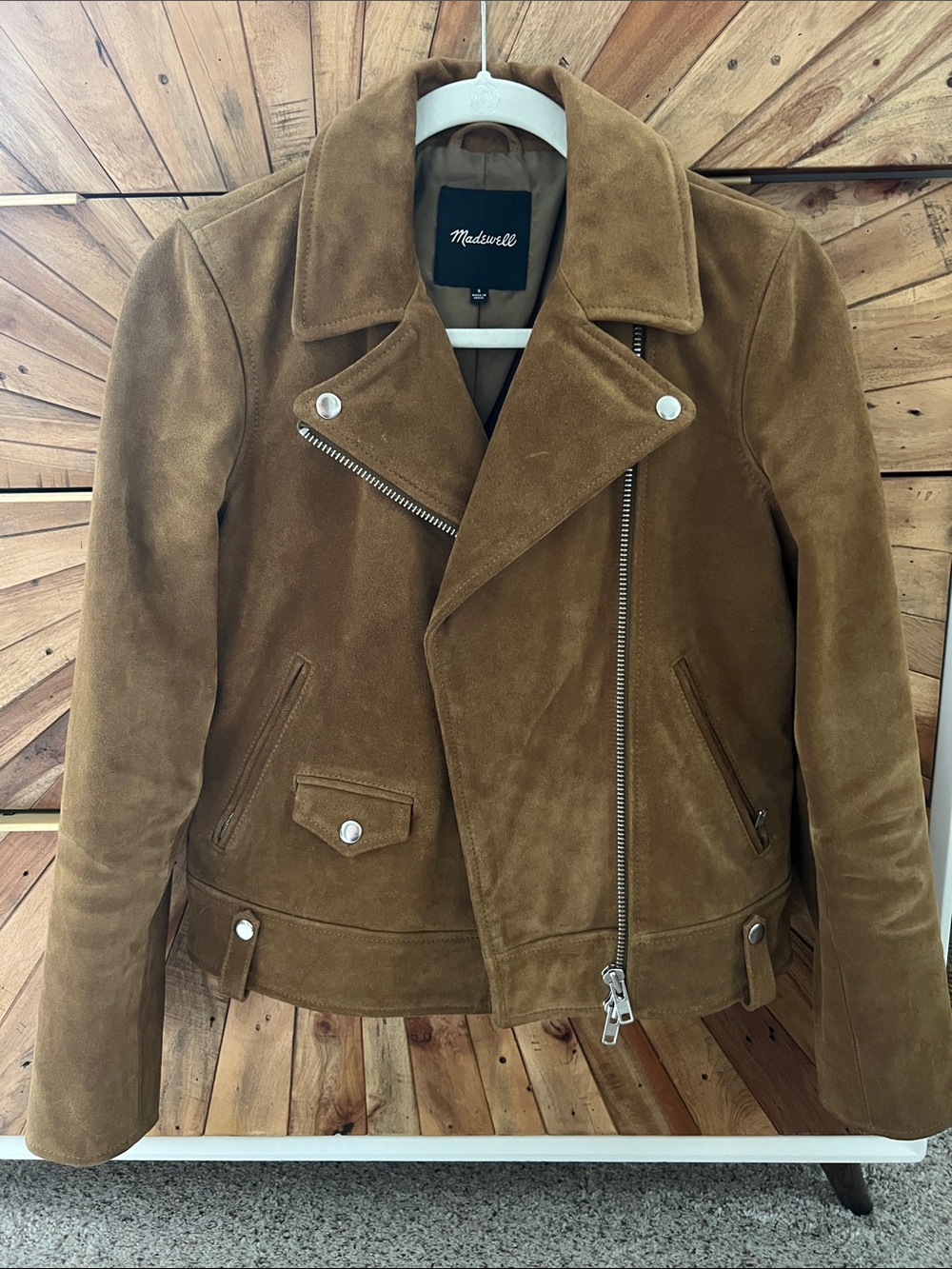 Madewell Suede Bomber Jacket in Chestnut Brown